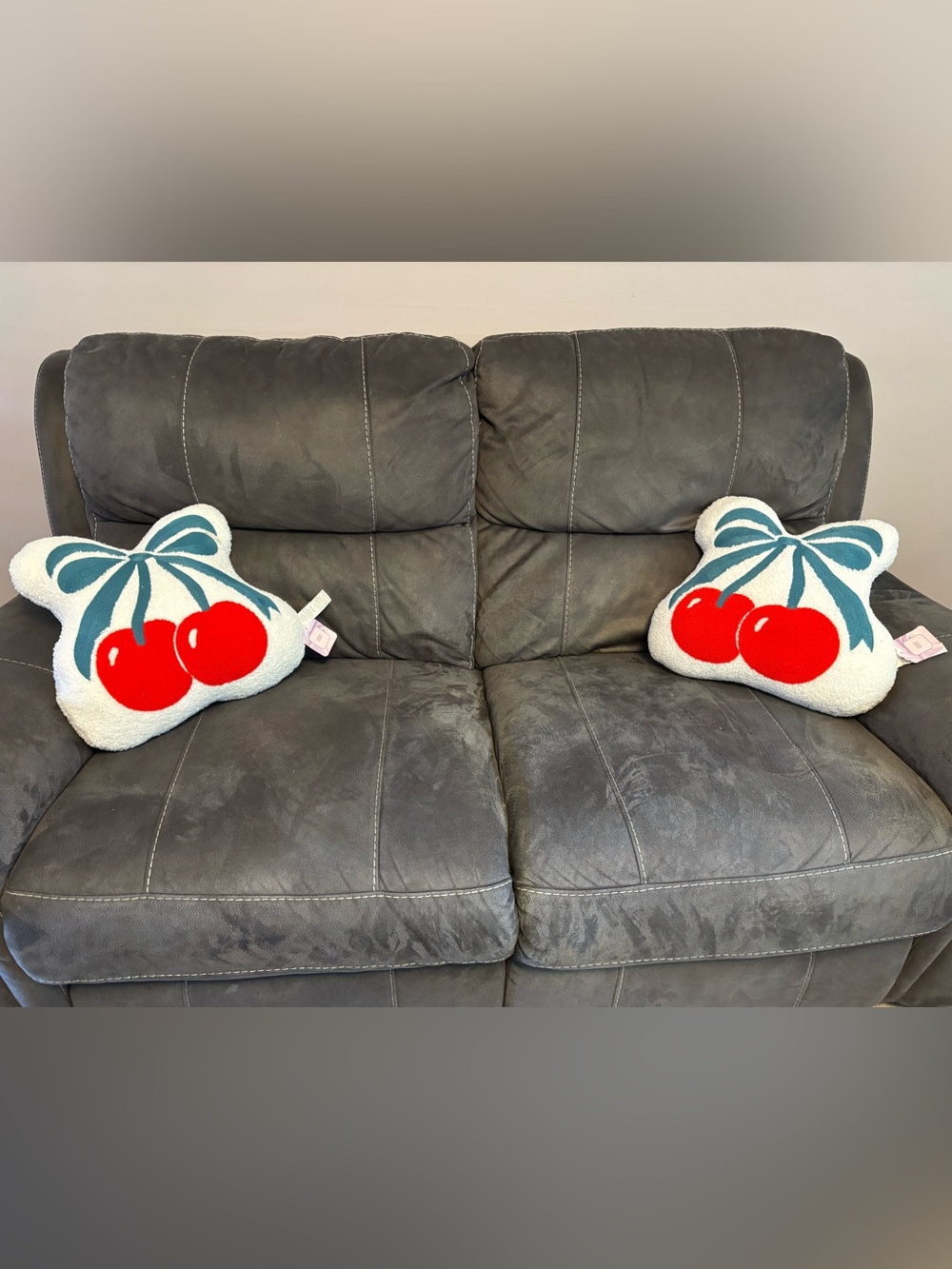 🍒 Set of 2 Cherry Sherpa Cushions Pillows 🍒